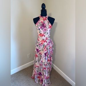 Eliza J, size 2, Floral, floor-length, sleeveless dress with slit